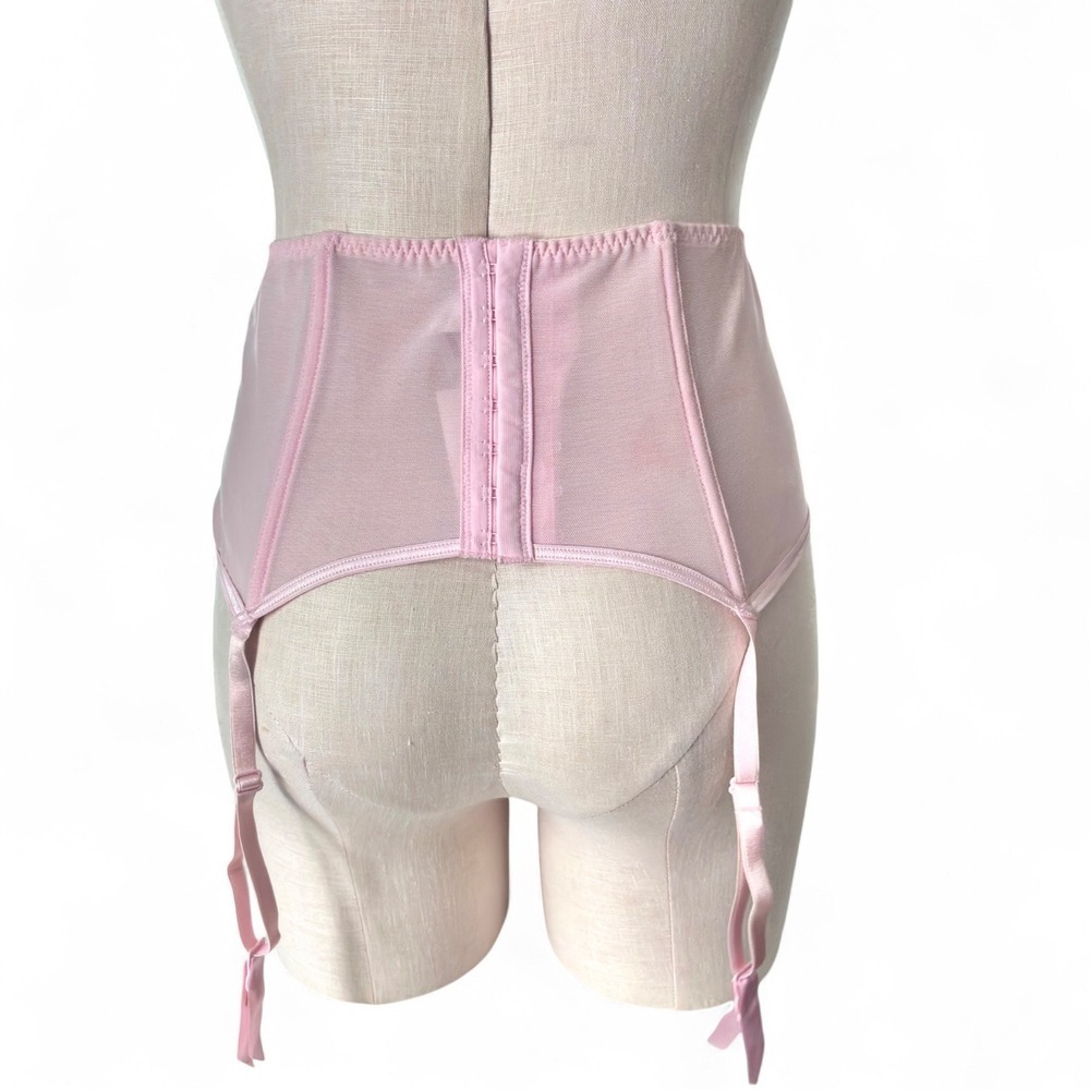 Cacique Pink Mesh Garter Belt NWT Plus Size 22/24 Floral Embroidered Lingerie - Picture 7 of 8
